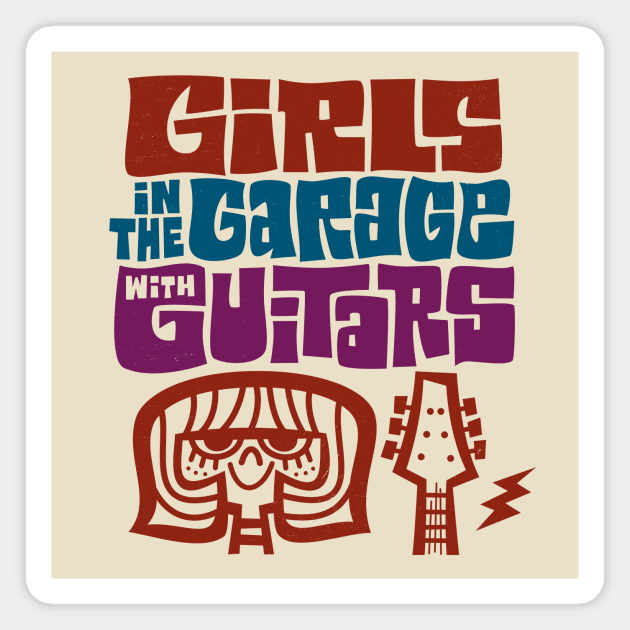 Girls In The Garage With Guitars Magnet by Jon Kelly Green Shop